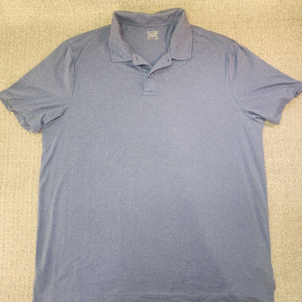 32 Degrees Cool Mens Polo XXL Blue Short Sleeve Performance Golf Shirt